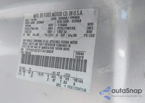 2001 Ford Ranger Xl/Xlt from USA, damaged, VIN 1FTYR10C51TA18809